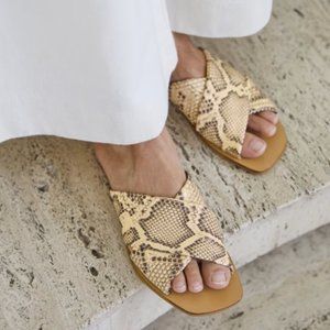 Everlane Women's The Day Crossover Leather Sandal - Snakeskin Print - Size 8.5